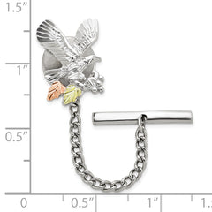 Sterling Silver Gold-Accented Eagle Tie Tac with Rhodium Polish