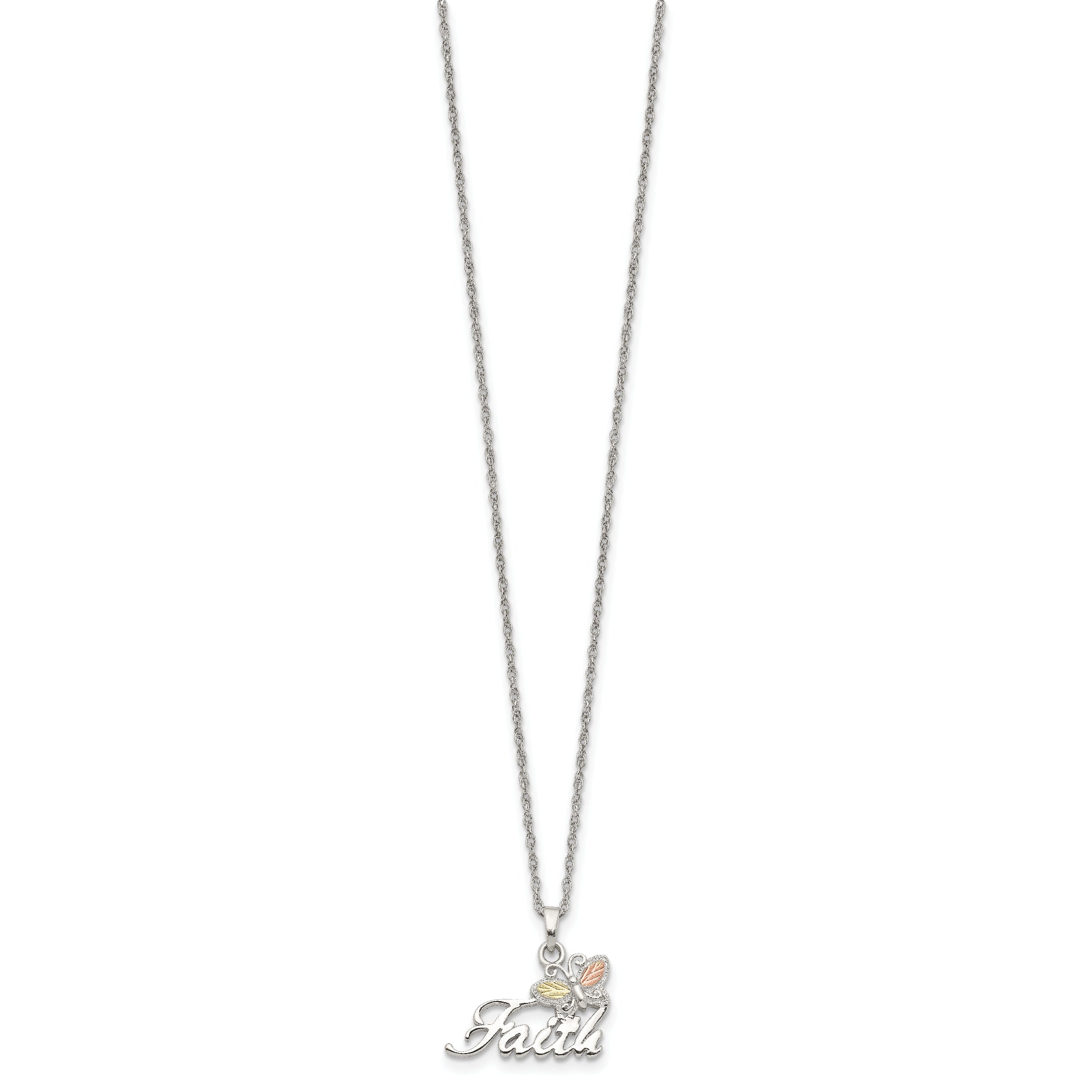Sterling Silver 12K Gold Faith Butterfly Necklace 18 Elegant Design