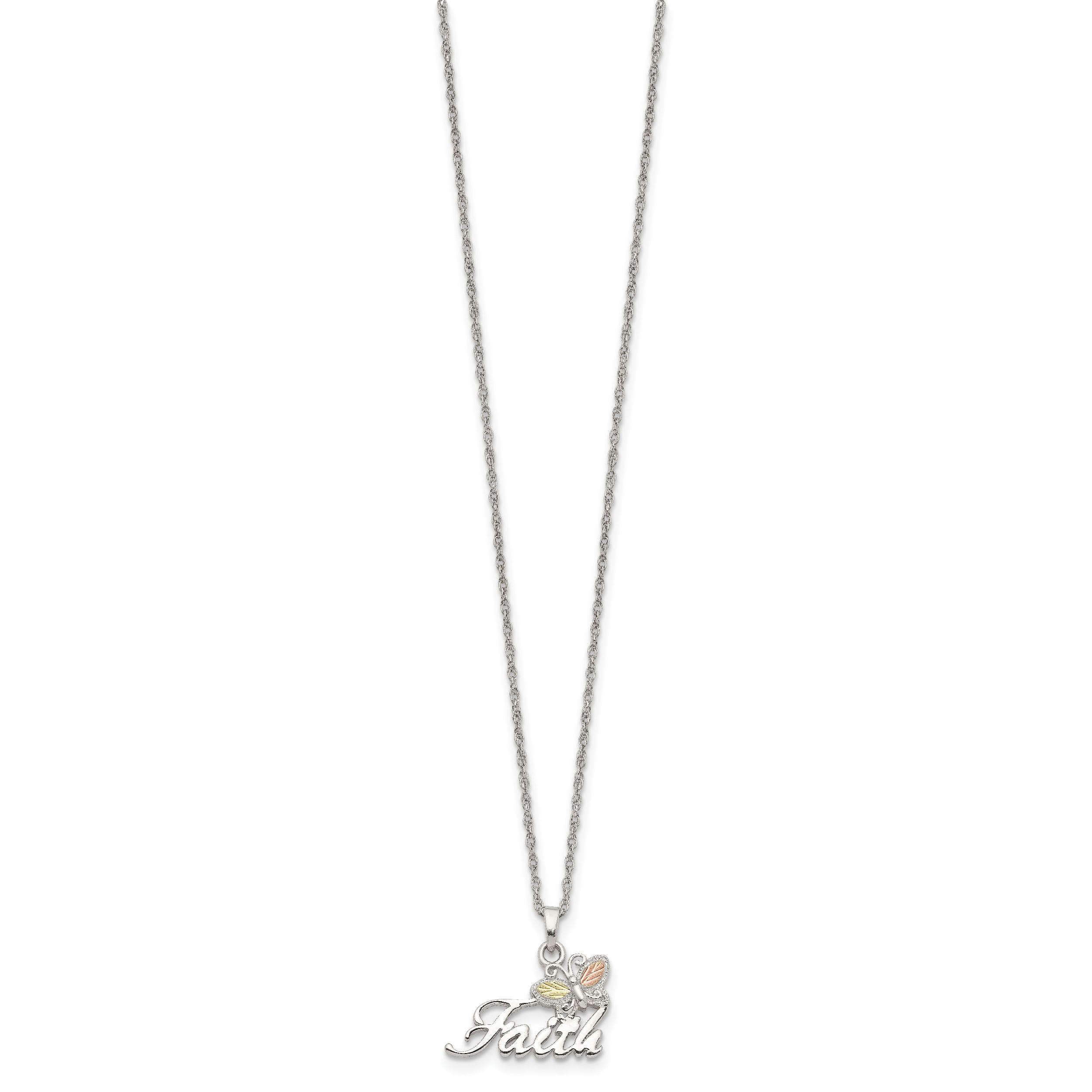 Sterling Silver 12K Gold Faith Butterfly Necklace 18 Elegant Design