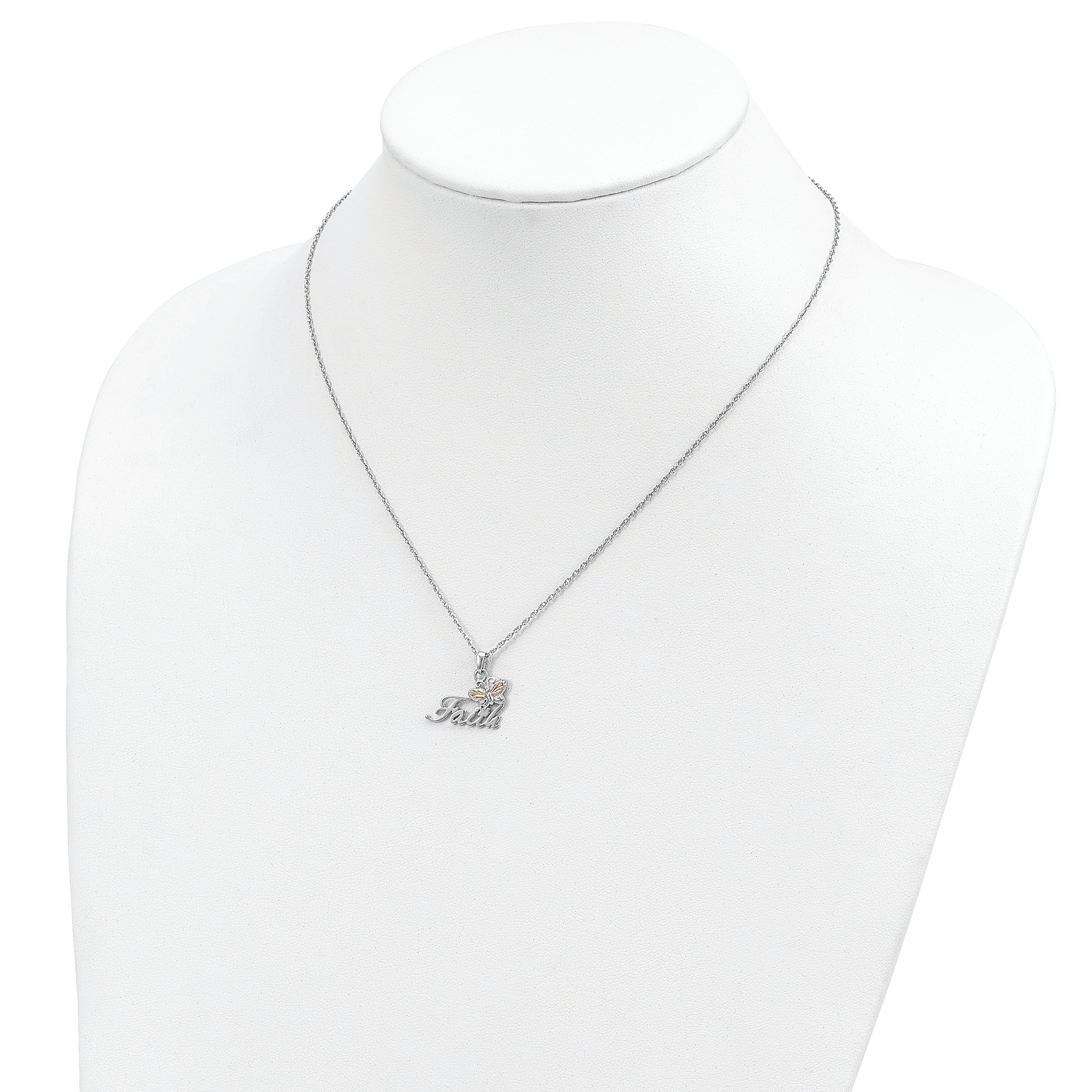 Sterling Silver 12K Gold Faith Butterfly Necklace 18 Elegant Design
