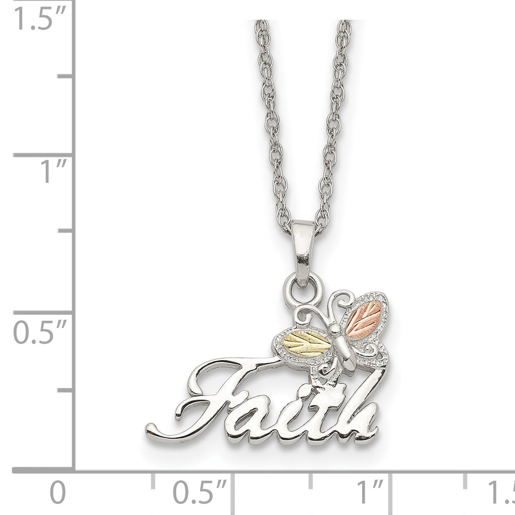 Sterling Silver 12K Gold Faith Butterfly Necklace 18 Elegant Design