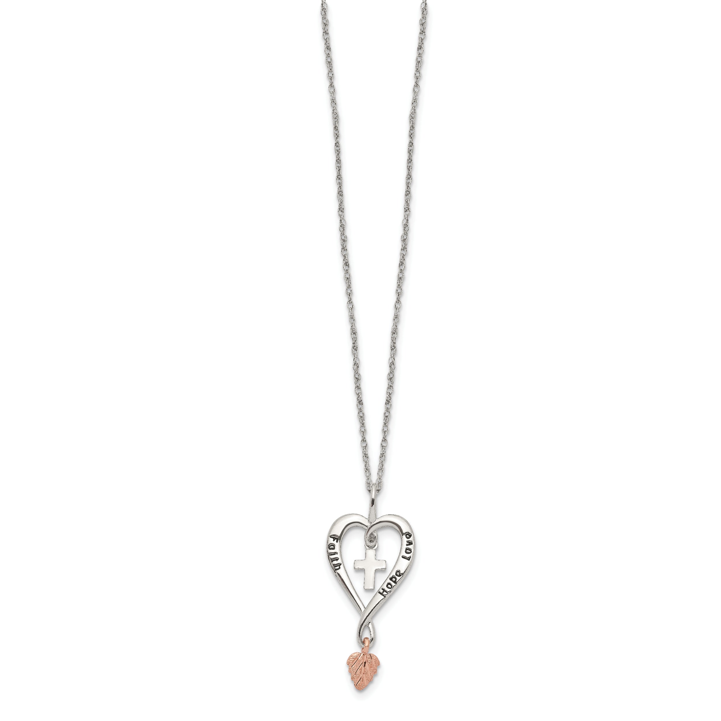 Landstrom's Sterling Silver 12K Gold Faith Hope Love Heart Necklace
