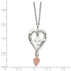 Landstrom's Sterling Silver 12K Gold Faith Hope Love Heart Necklace