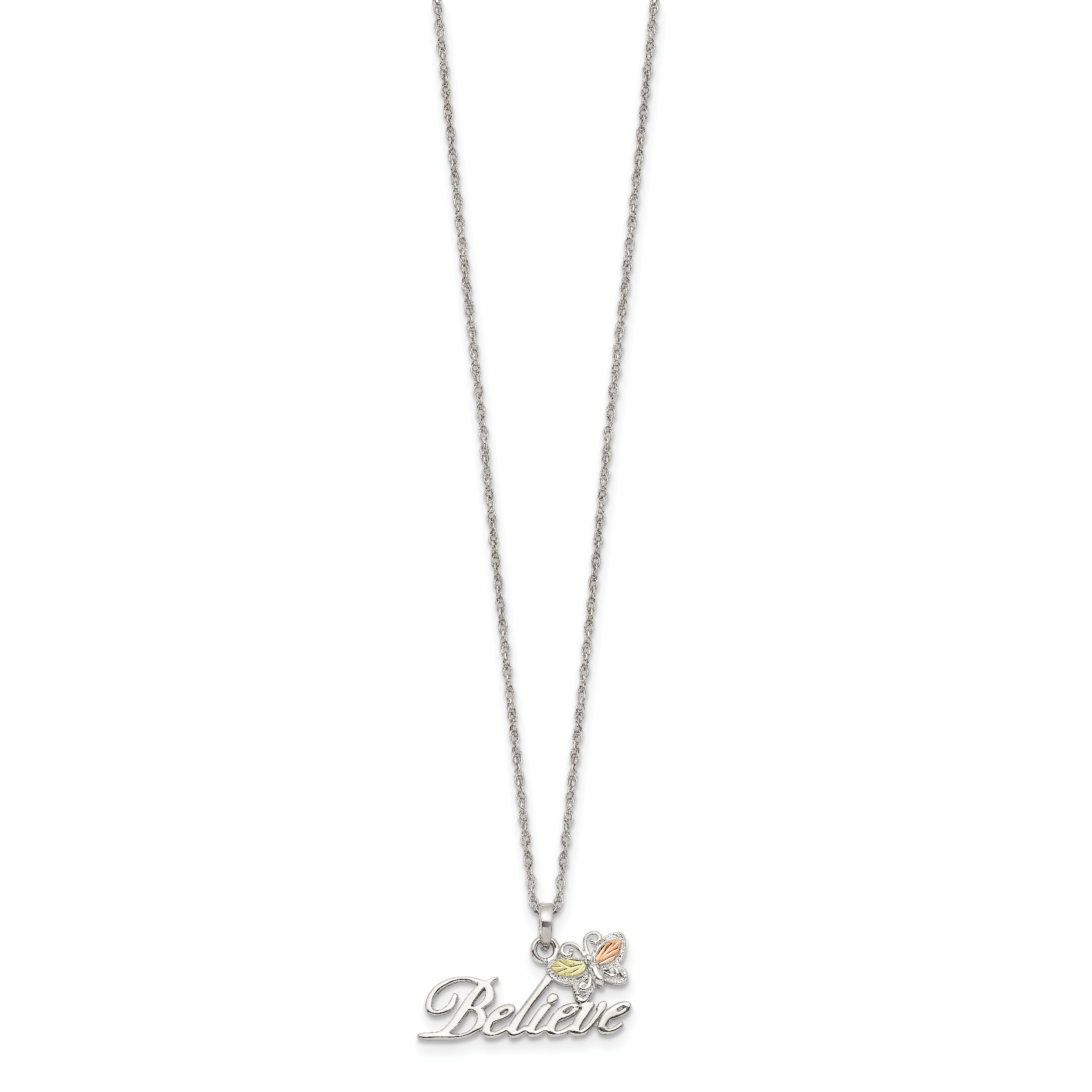 Sterling Silver 12K Gold Accented Butterfly Necklace 18 Elegant Design Secondary image