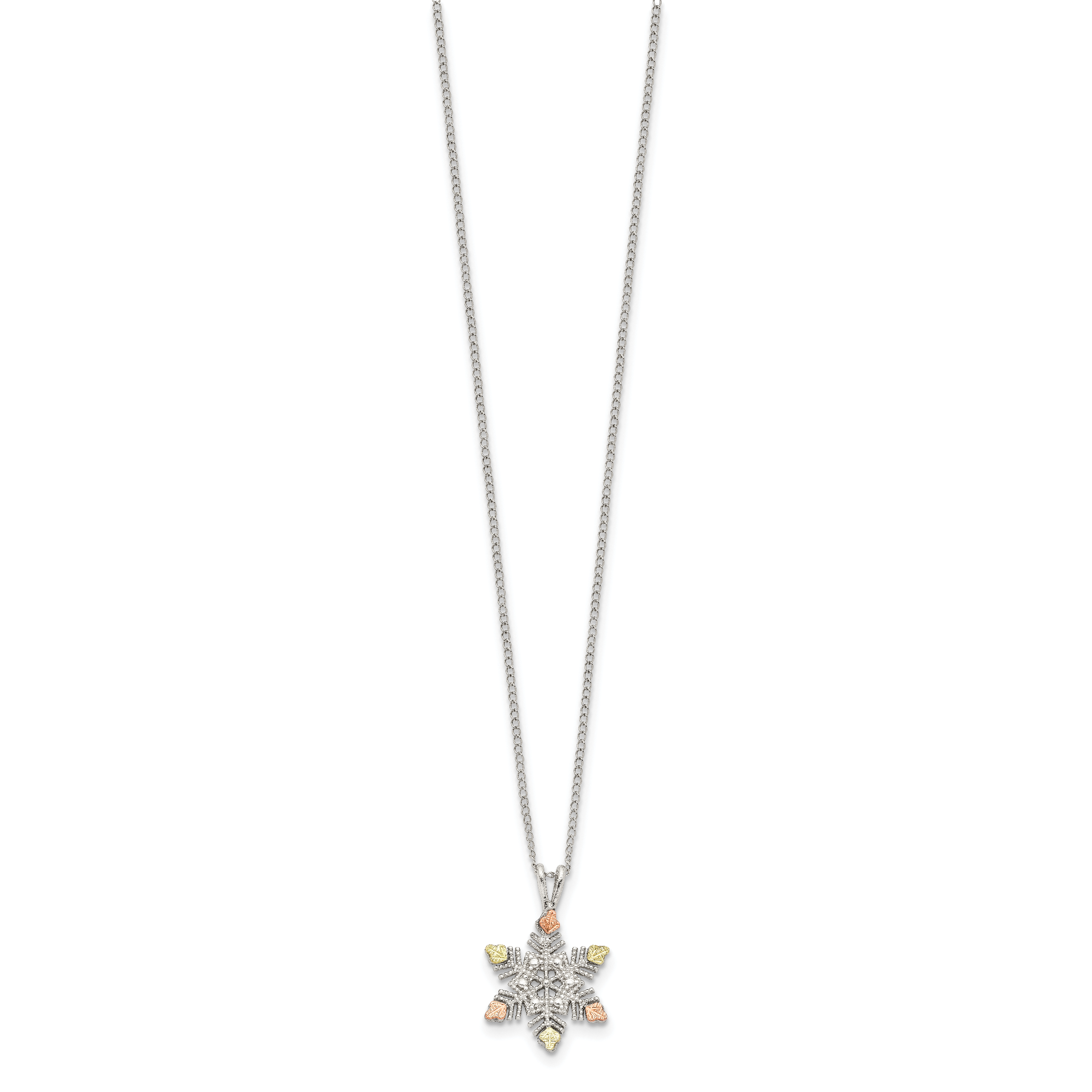 Landstrom's Sterling Silver Necklace with 12K Rose and Green Gold Snowflake Pendant Secondary image