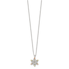 Landstrom's Sterling Silver Necklace with 12K Rose and Green Gold Snowflake Pendant