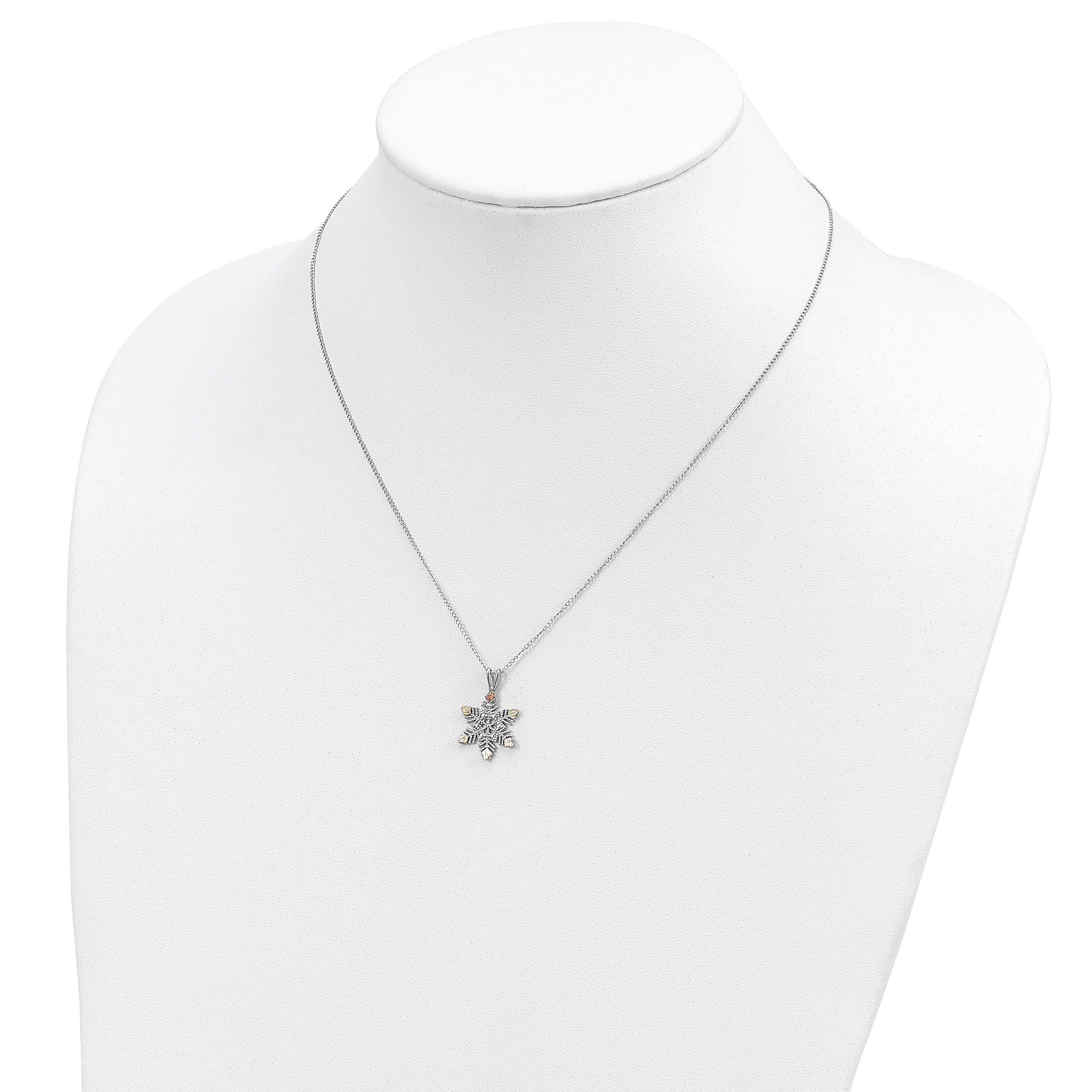 Landstrom's Sterling Silver Necklace with 12K Rose and Green Gold Snowflake Pendant