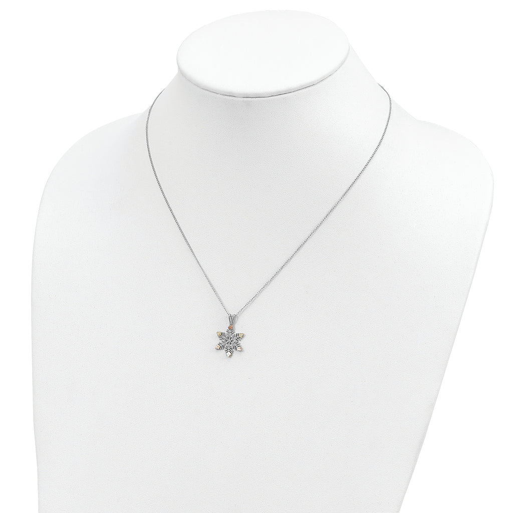 Landstrom's Sterling Silver Necklace with 12K Rose and Green Gold Snowflake Pendant