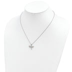 Sterling Silver Dragonfly Necklace with 12K Rose Gold Accents Elegant 18 Design