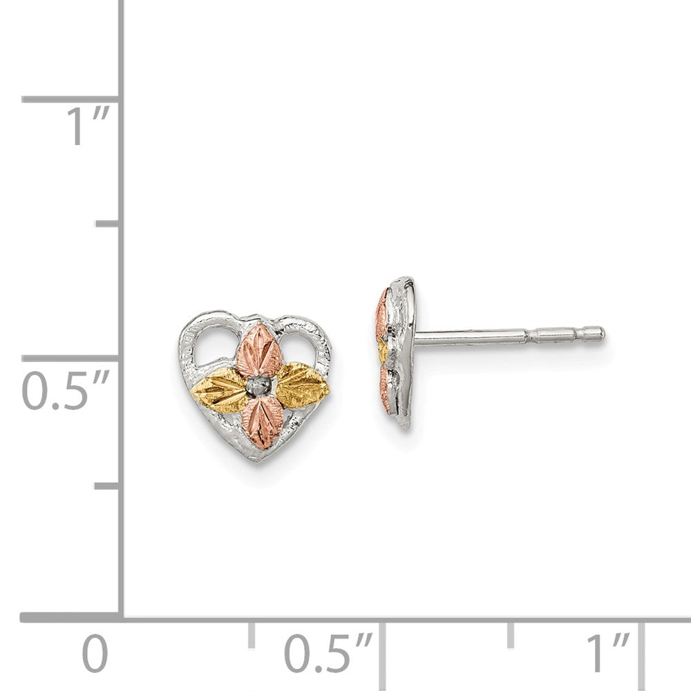 Sterling Silver & 12k Heart Post Earrings