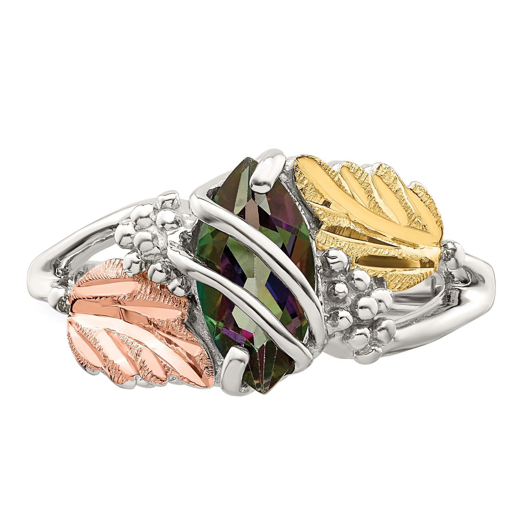 Landstrom's Mt. Rushmore Black Hills Sterling Silver 12K Gold Accents Mystic Fire Topaz Ring