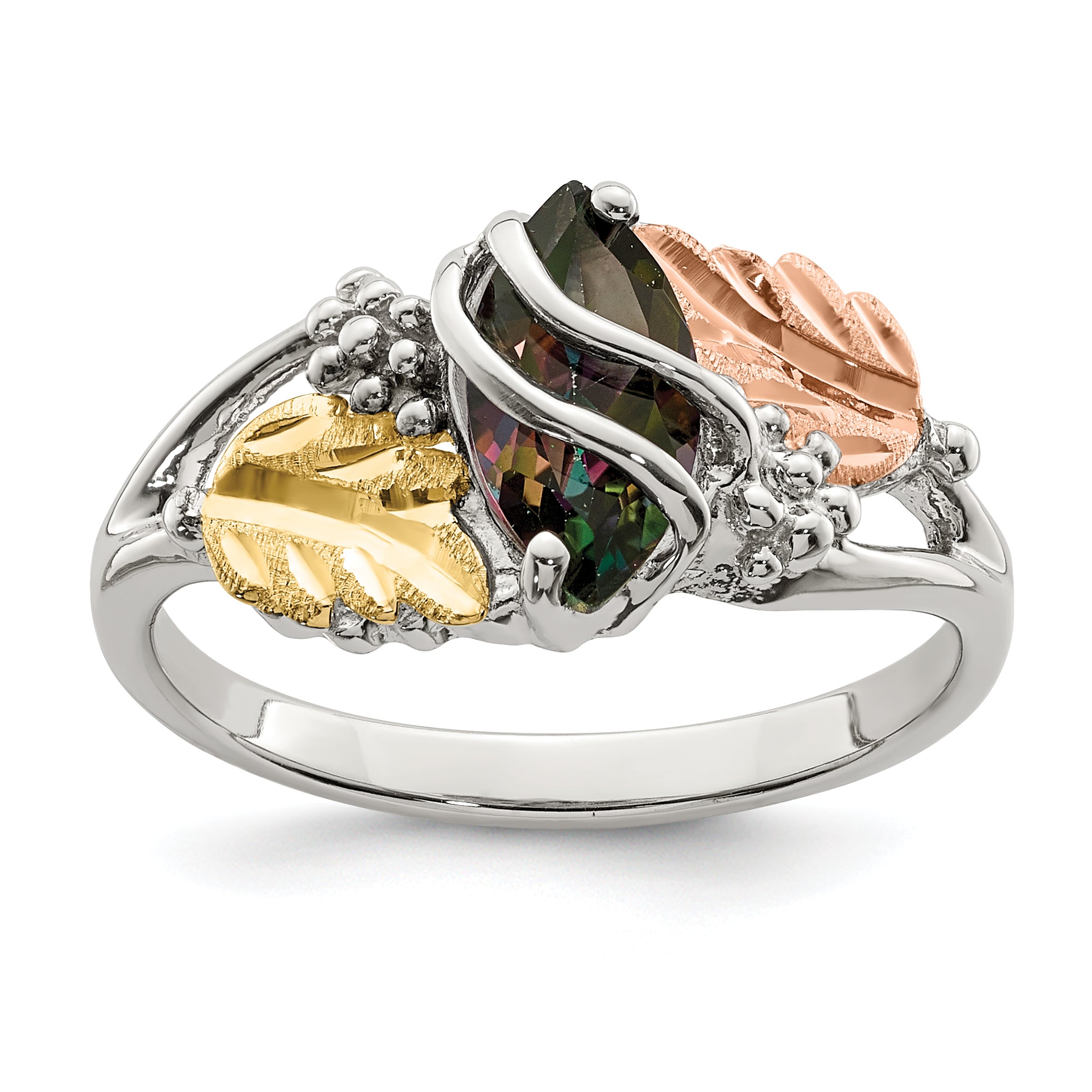 Landstrom's Mt. Rushmore Black Hills Sterling Silver 12K Gold Accents Mystic Fire Topaz Ring