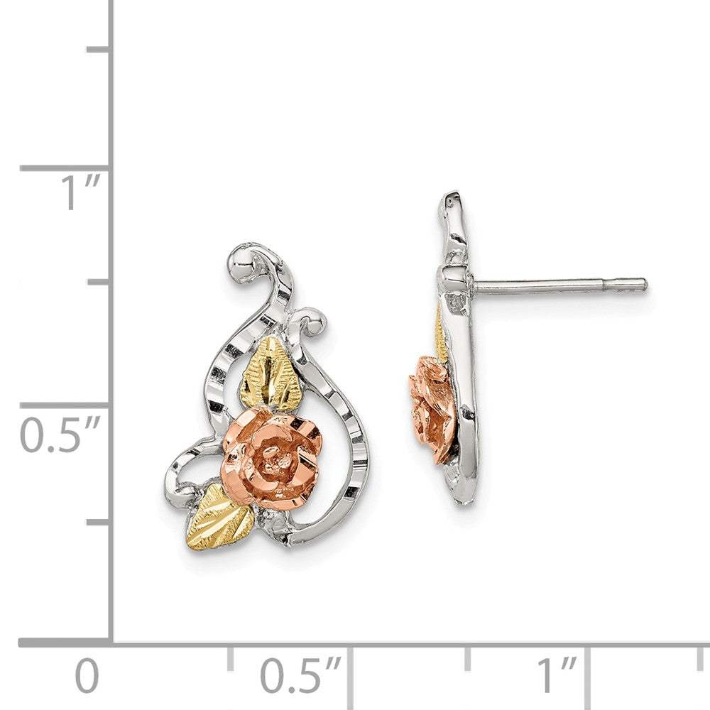 Sterling Silver & 12k Flower Post Earrings