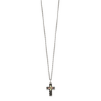Sterling Silver 12K Gold Cross Necklace with Antique Finish