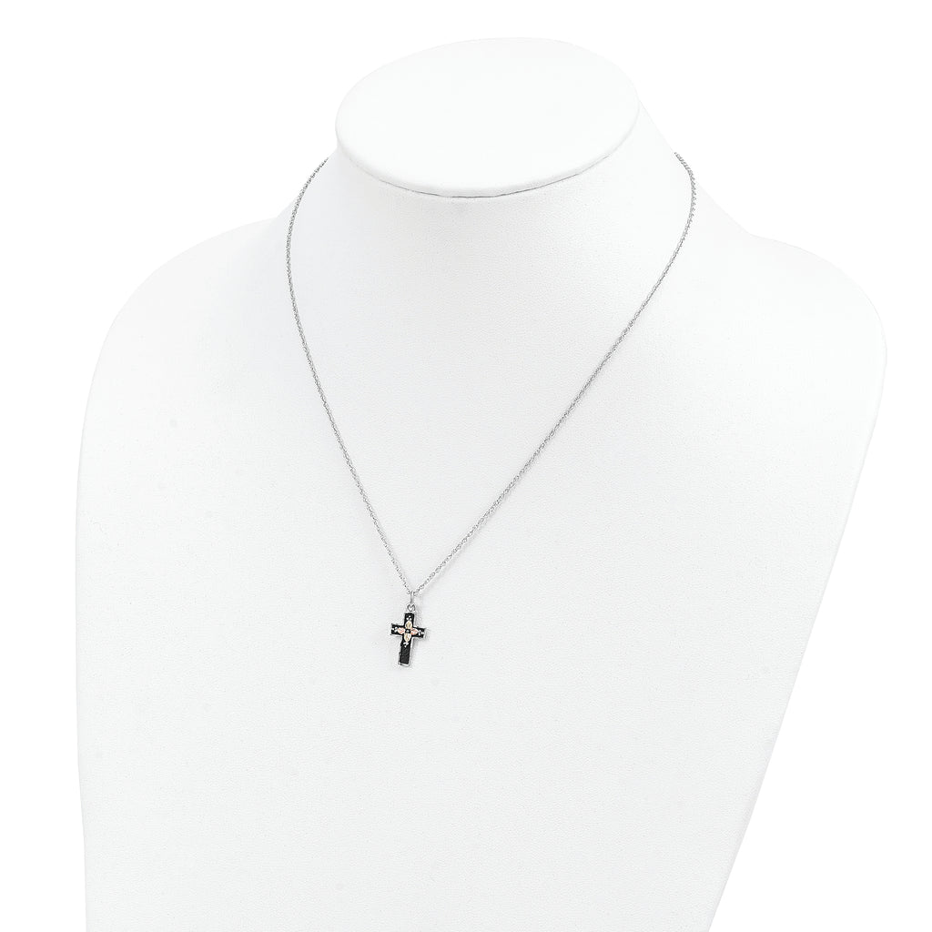 Sterling Silver 12K Gold Cross Necklace with Antique Finish
