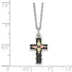 Sterling Silver 12K Gold Cross Necklace with Antique Finish