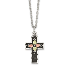 Landstrom's Mt. Rushmore Black Hills Sterling Silver 12K Gold Accents Antiqued Cross 18 inch Spring Ring Clasp Necklace