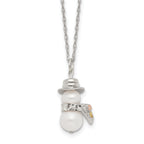 Landstrom's Mt. Rushmore Black Hills Sterling Silver 12K Gold Accents Imitation Pearl Snowman 18 inch Spring Ring Clasp Necklace