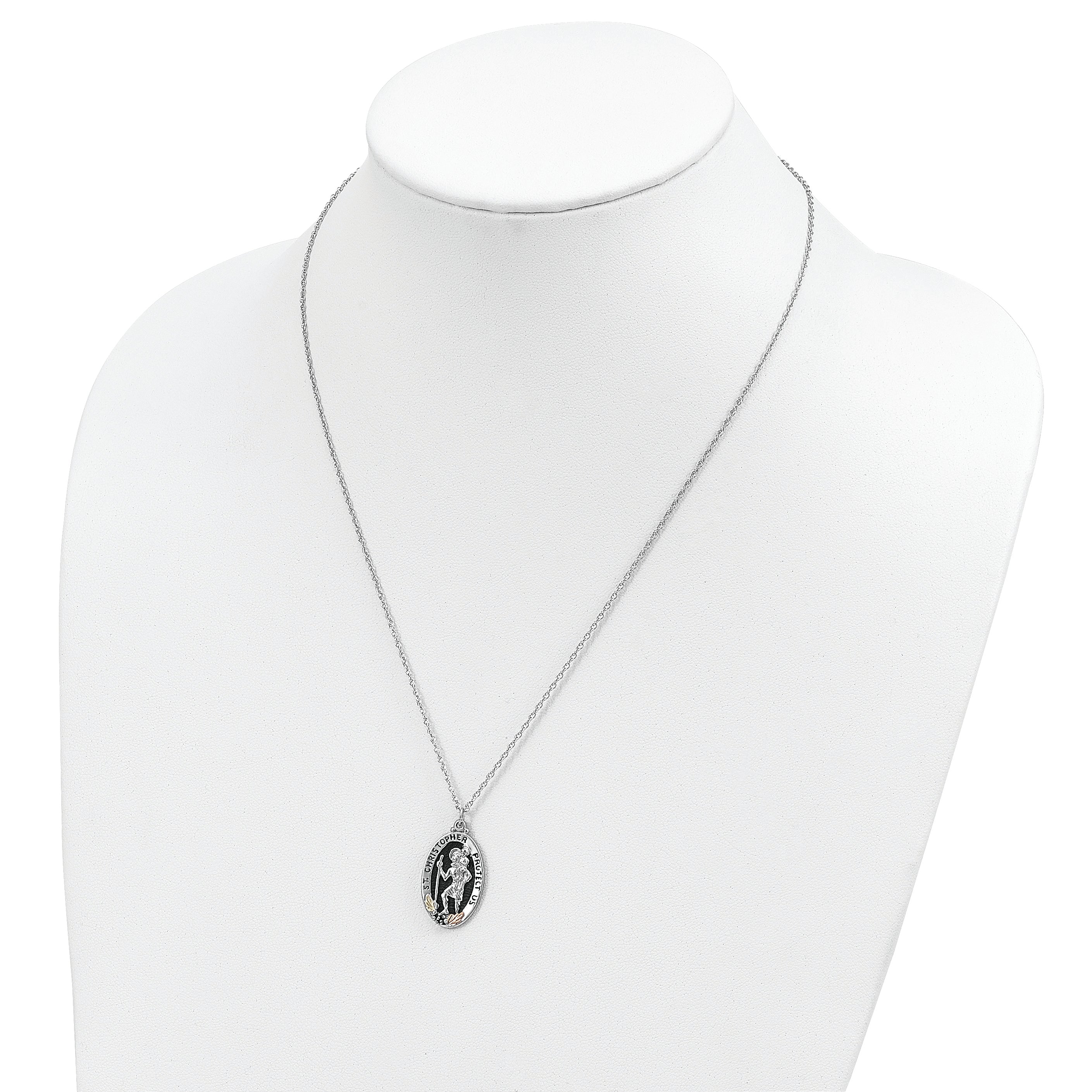 Landstrom's 925 Sterling Silver Necklace with 12K Gold Saint Christopher Pendant