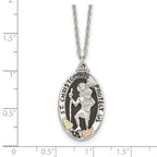 Landstrom's 925 Sterling Silver Necklace with 12K Gold Saint Christopher Pendant