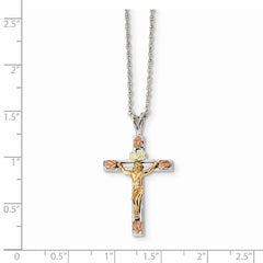 Sterling Silver & 10k & 12k Accents Crucifix Necklace