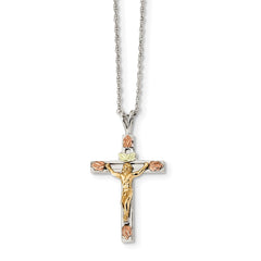 Sterling Silver & 10k & 12k Accents Crucifix Necklace
