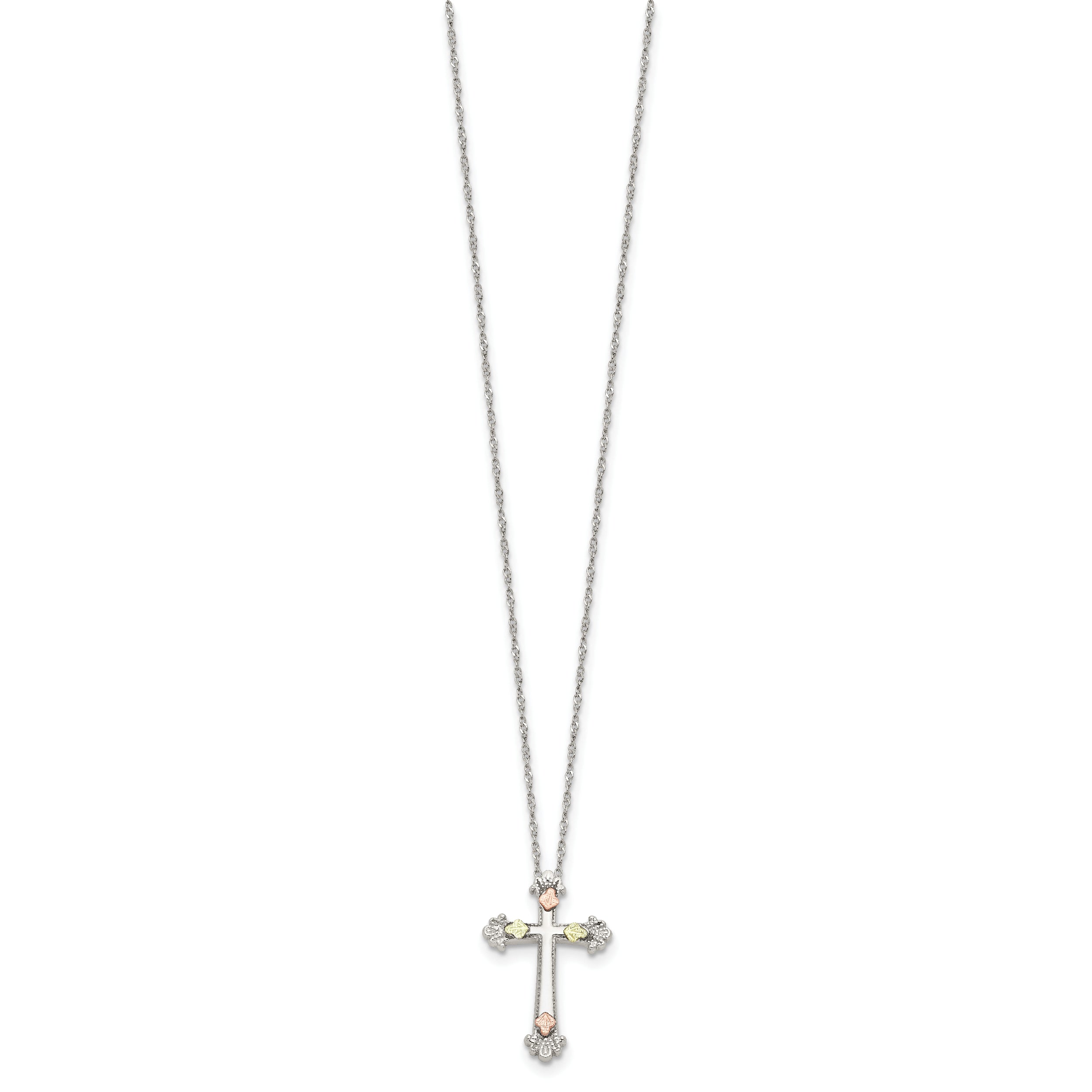 Landstrom's Sterling Silver Necklace with 12K Gold Cross Elegant Design