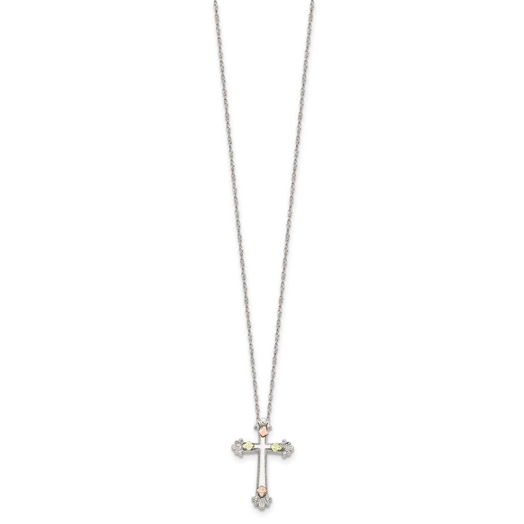 Landstrom's Sterling Silver Necklace with 12K Gold Cross Elegant Design