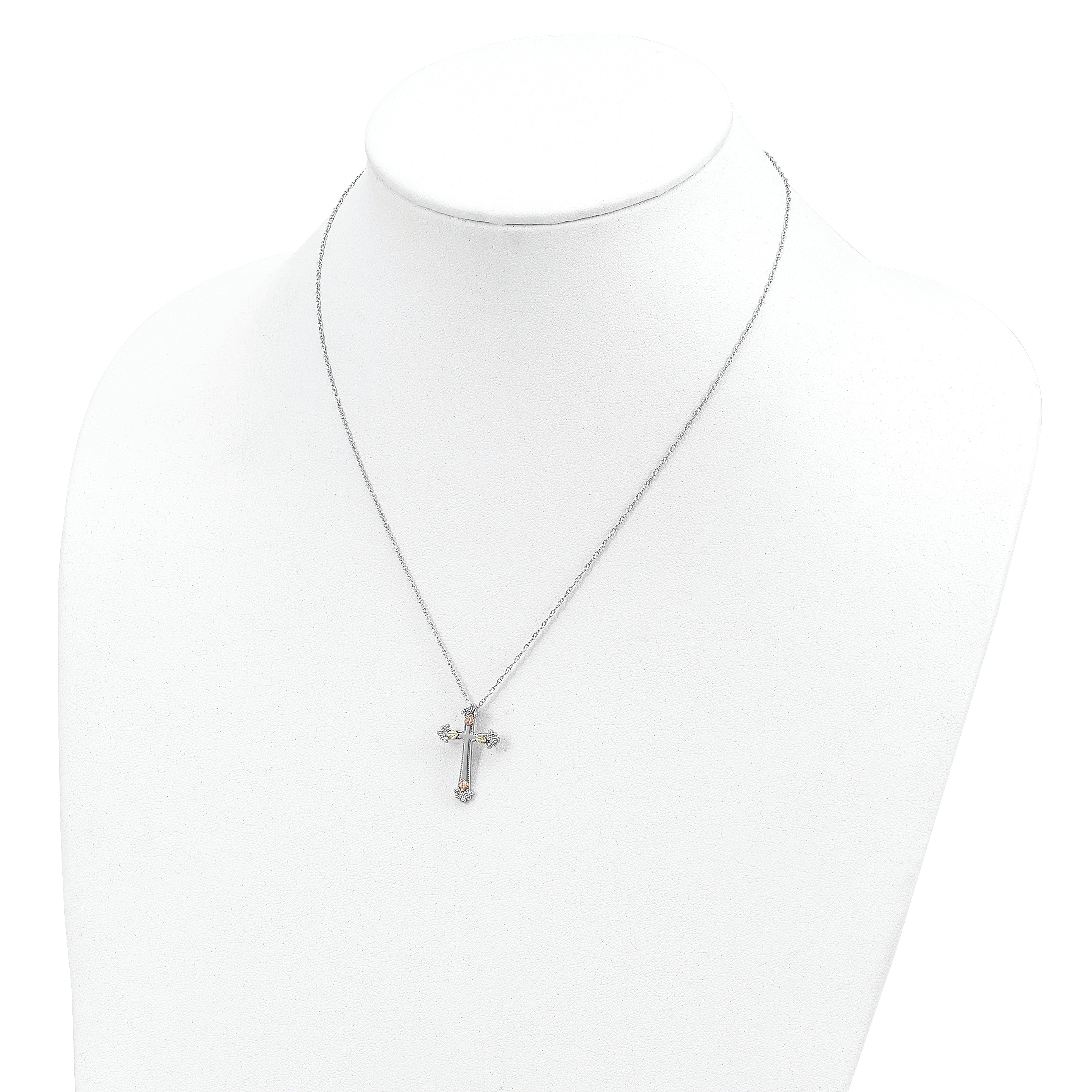 Landstrom's Sterling Silver Necklace with 12K Gold Cross Elegant Design