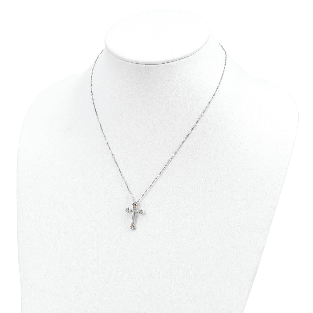 Landstrom's Sterling Silver Necklace with 12K Gold Cross Elegant Design