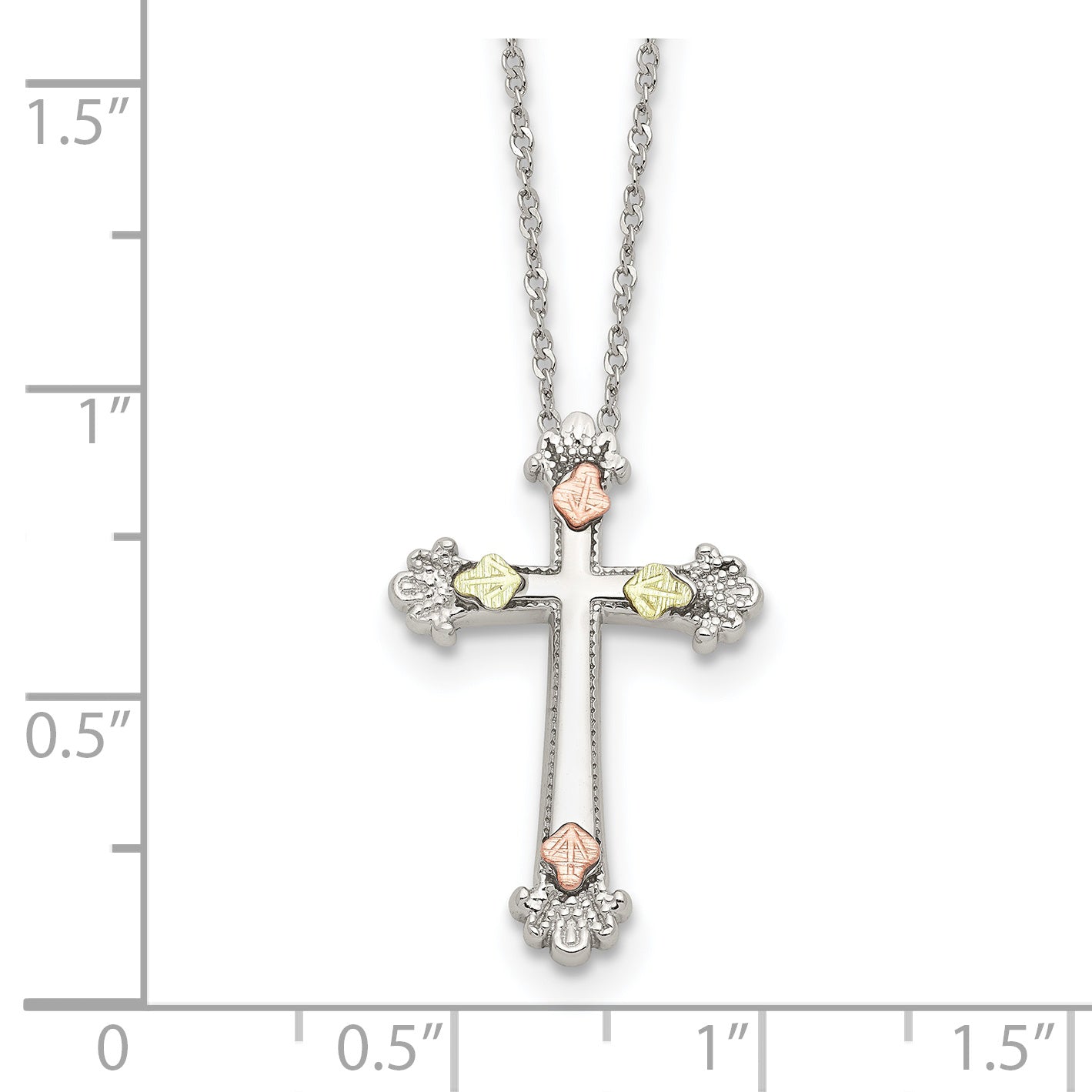 Landstrom's Sterling Silver Necklace with 12K Gold Cross Elegant Design