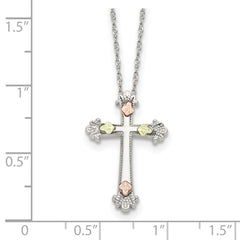 Landstrom's Sterling Silver Necklace with 12K Gold Cross Elegant Design
