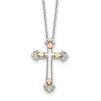 Landstrom's Mt. Rushmore Black Hills Sterling Silver 12K Gold Accents Cross 18 inch Spring Ring Clasp Necklace