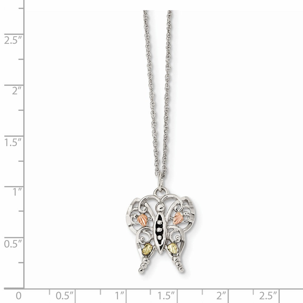 Sterling Silver & 12k Antiqued Butterfly Necklace