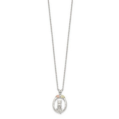 Sophia Jewelers Sterling Silver 12K Gold Cat Necklace with Polished Finish