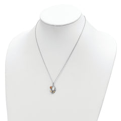 Landstrom's Mt. Rushmore Black Hills Sterling Silver 12K Gold Accents Rose and Lab Created White Opal 18 inch Spring Ring Clasp Necklace