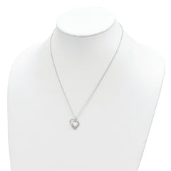 Landstrom's Mt. Rushmore Black Hills Sterling Silver 12K Gold Accents Lab Created White Opal Heart 18 inch Spring Ring Clasp Necklace