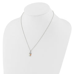 Sterling Silver Rhod-pltd w/12K Accents Owl 18in Necklace