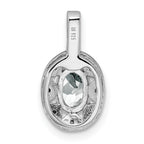 925 Sterling Silver Rhodium-Plated Oval White Topaz and Diamond Pendant