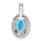 Sterling Silver Blue Topaz & Diamond Pendant with Rhodium Polish December Birthstone