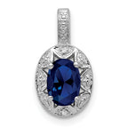 Sterling Silver Rhodium-plated Diam. & Created Sapphire Pendant