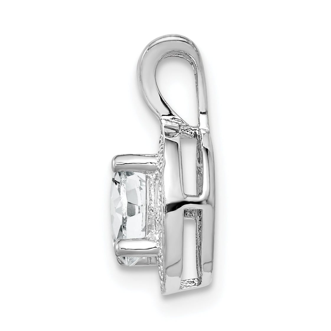 Sterling Silver 925 Rhodium-Plated Diamond & White Topaz Pendant  Elegant Polished Design