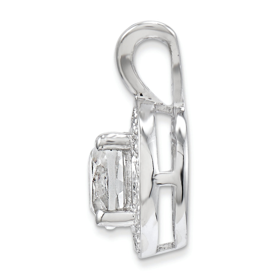 Sterling Silver 925 Rhodium-Plated Diamond & White Topaz Pendant  Elegant Polished Design Secondary image