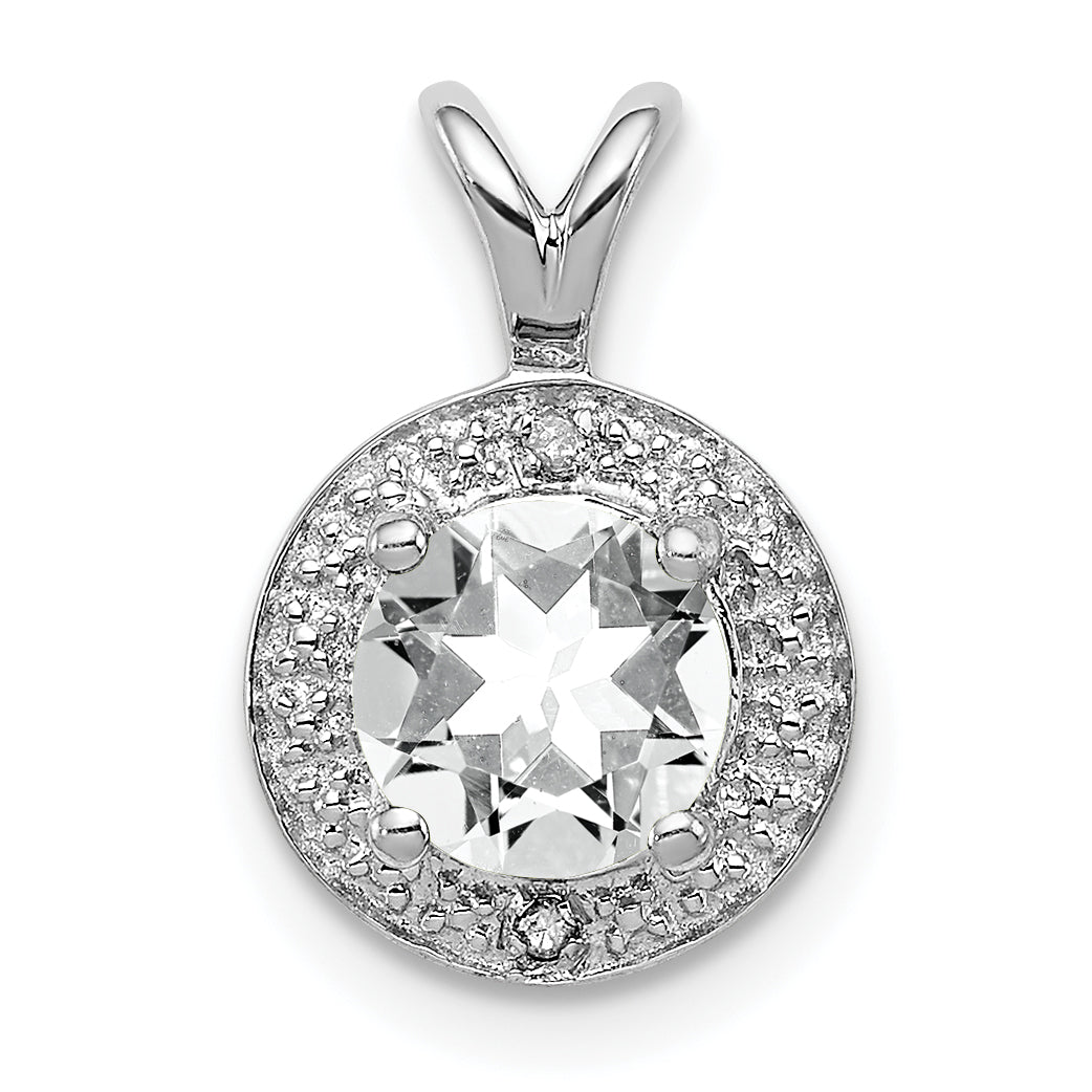 Sterling Silver Rhodium-plated Diamond & White Topaz Pendant Main image