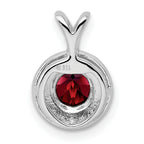 Sterling Silver Rhodium-Plated Garnet and Diamond Pendant  Natural, Polished Finish