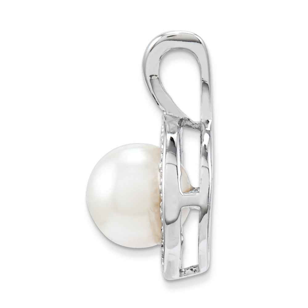 Sophia Jewelers Sterling Silver & Pearl Pendant with Diamonds  Polished & Rhodium-Plated