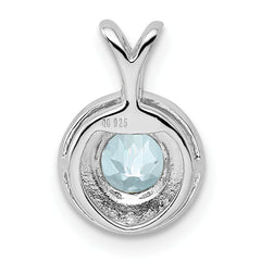 Sterling Silver Rhodium-plated Diam. & Aquamarine Pendant