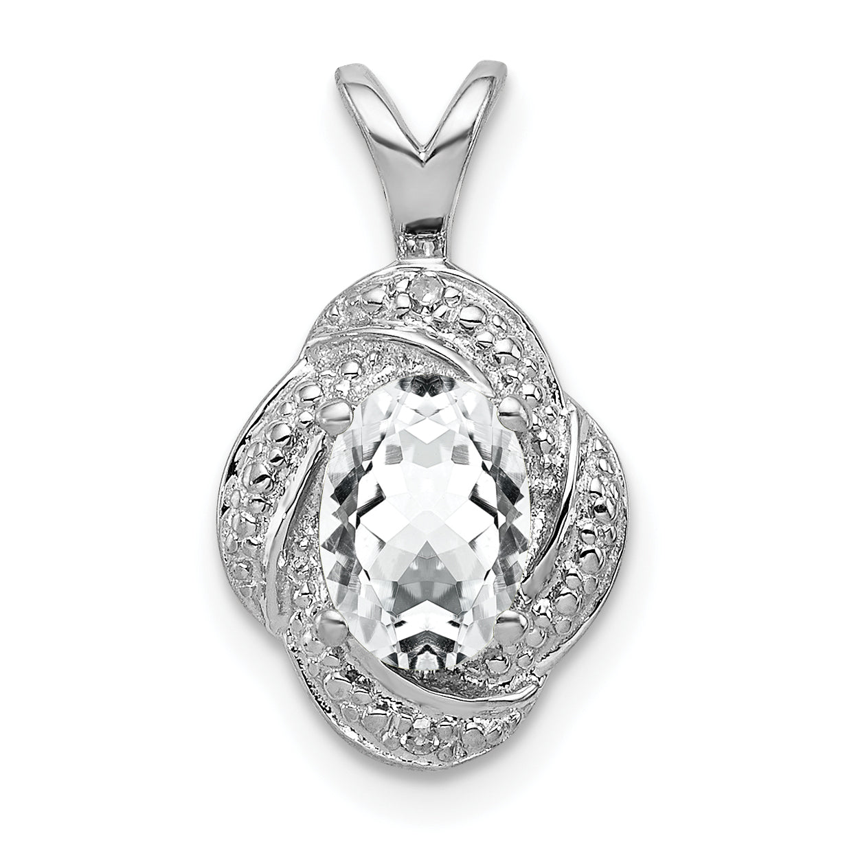Sterling Silver Rhodium-plated Diam. & White Topaz Pendant Main image