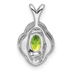 925 Sterling Silver Peridot & Diamond Pendant with Rhodium-Plated Finish  August Birthstone
