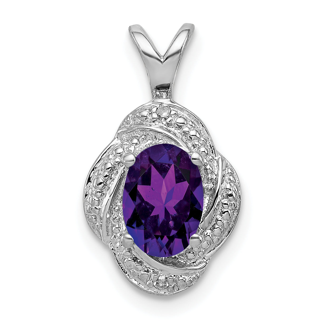 Sterling Silver Rhodium-plated Diam. & Amethyst Pendant Main image
